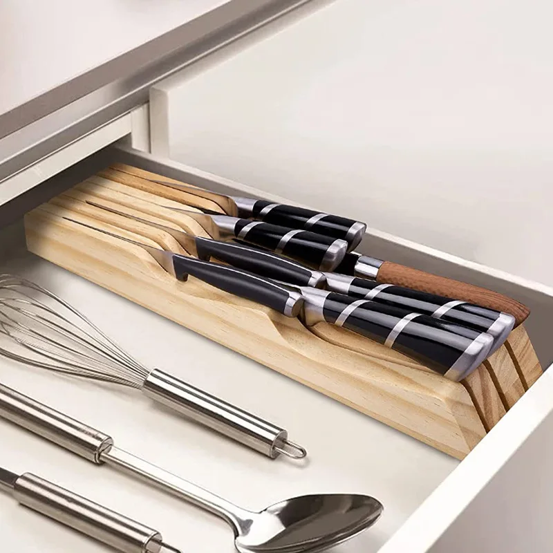 Imagem -04 - Grande Suporte de Bloco de Faca de Madeira Organizador de Gaveta Perfeito para Casa e Chefs Premium Knife Holder Housewarming Presentes