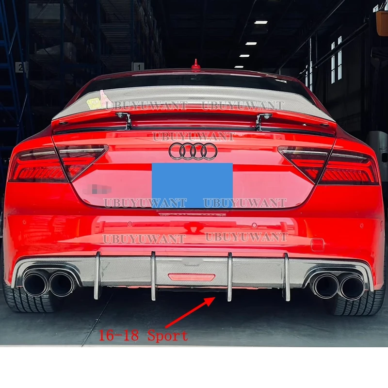 Für Audi A7 S7 RS7 S-Line Carbon Fiber/Matt SCHWARZ/GLÄNZEND SCHWARZ Heckstoßstange Diffusor Lip Spoiler Auto Zubehör 2016 2017 2018