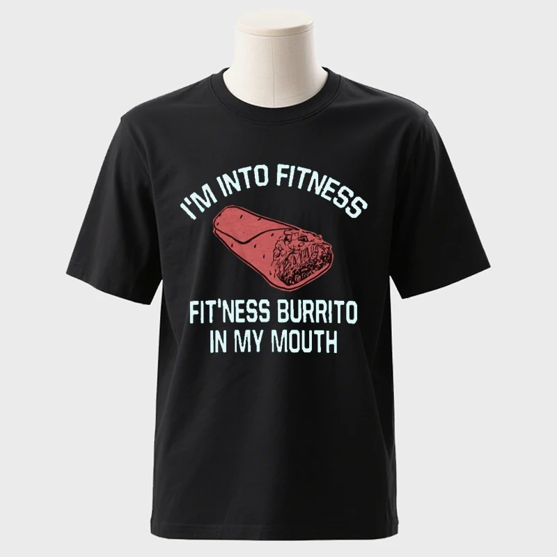 

Mens Fitness Burrito Funny Gym Cotton Retro Street Fashion Short Sleeve Design T Shirt Sarcasm Hilarious Workout Novelty Tees