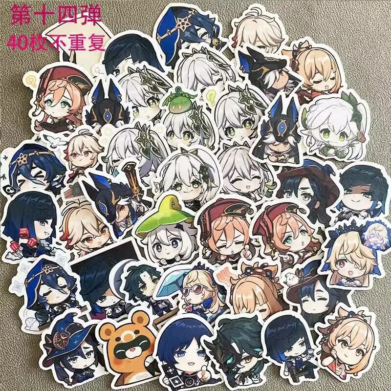 40 PCS Anime Genshin Impact Scaramouche Tighnari Cute Stickers Game Figure Label Sticker Phone Laptop Guitar Luggage Decoration