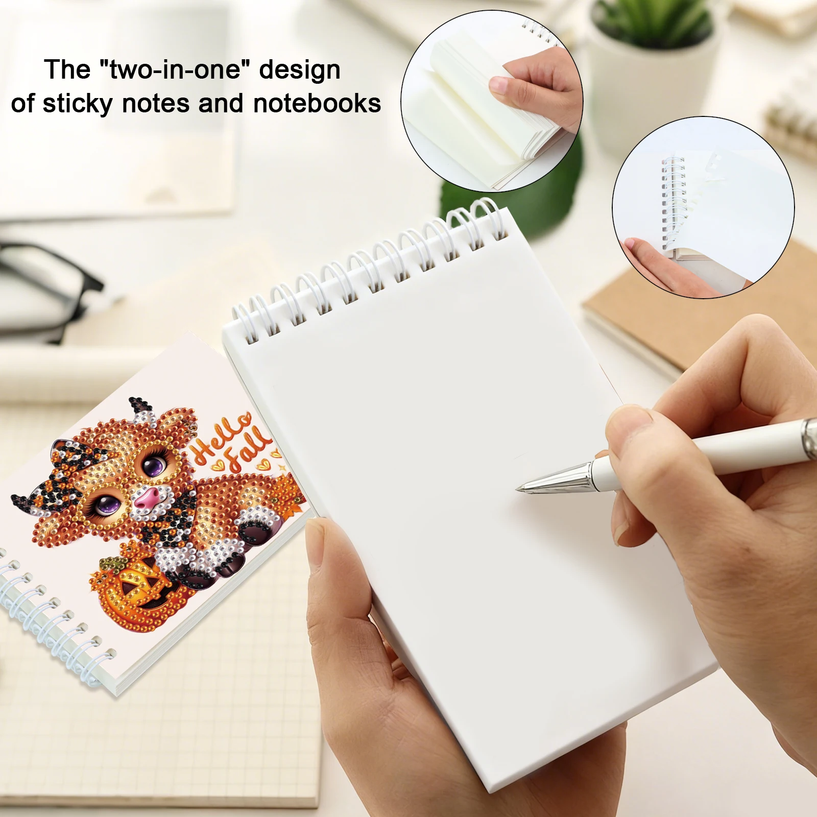 2PCS Diamond Art painting Spiral Mini Sketchbooks,Animal Theme Special Shaped Diamond Art Notebooks Kit for Office festival Gift - view 5