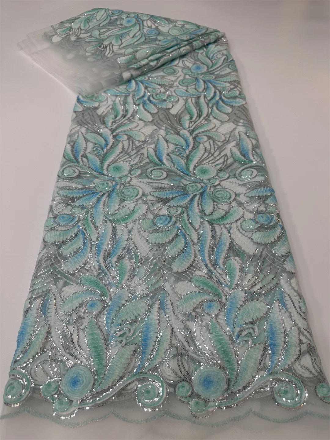 

New Arrival African Tulle Lace Fabric 2025 High Qulity French Mesh Sequins Embroidery Lace Fabric For Women Evening Party Dress