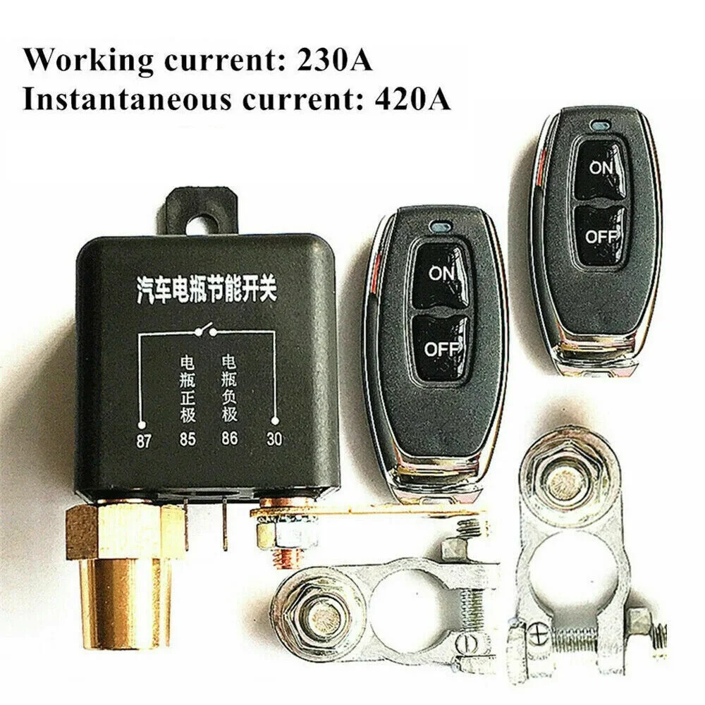 

12V 230A Integrated Wireless Remote Control for Car Battery Switch Disconnect Cut Off Isolator Positive/Negative Universal