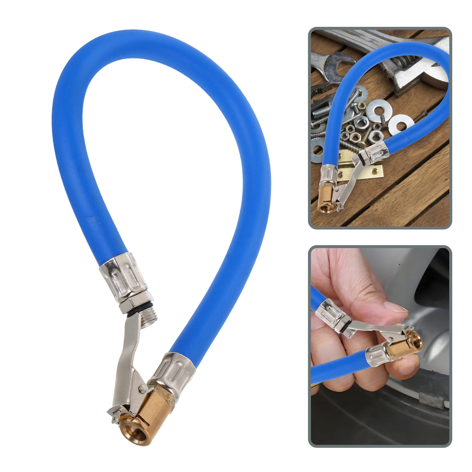 

Self-Locking Tire Inflator Air Tube, Copper Head Rubber Hose For Car Truck Bike, Pressure Gauge Compatible Fast Inflation Repair