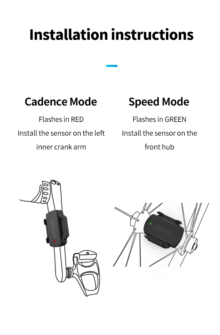 GEOID CS600 Geschwindigkeit Trittfrequenzsensor IPX66 für Radfahren Drahtloser Fahrradcomputer Für GARMIN Bryton Wahoo Rennrad MTB kompatibel – Detail 8