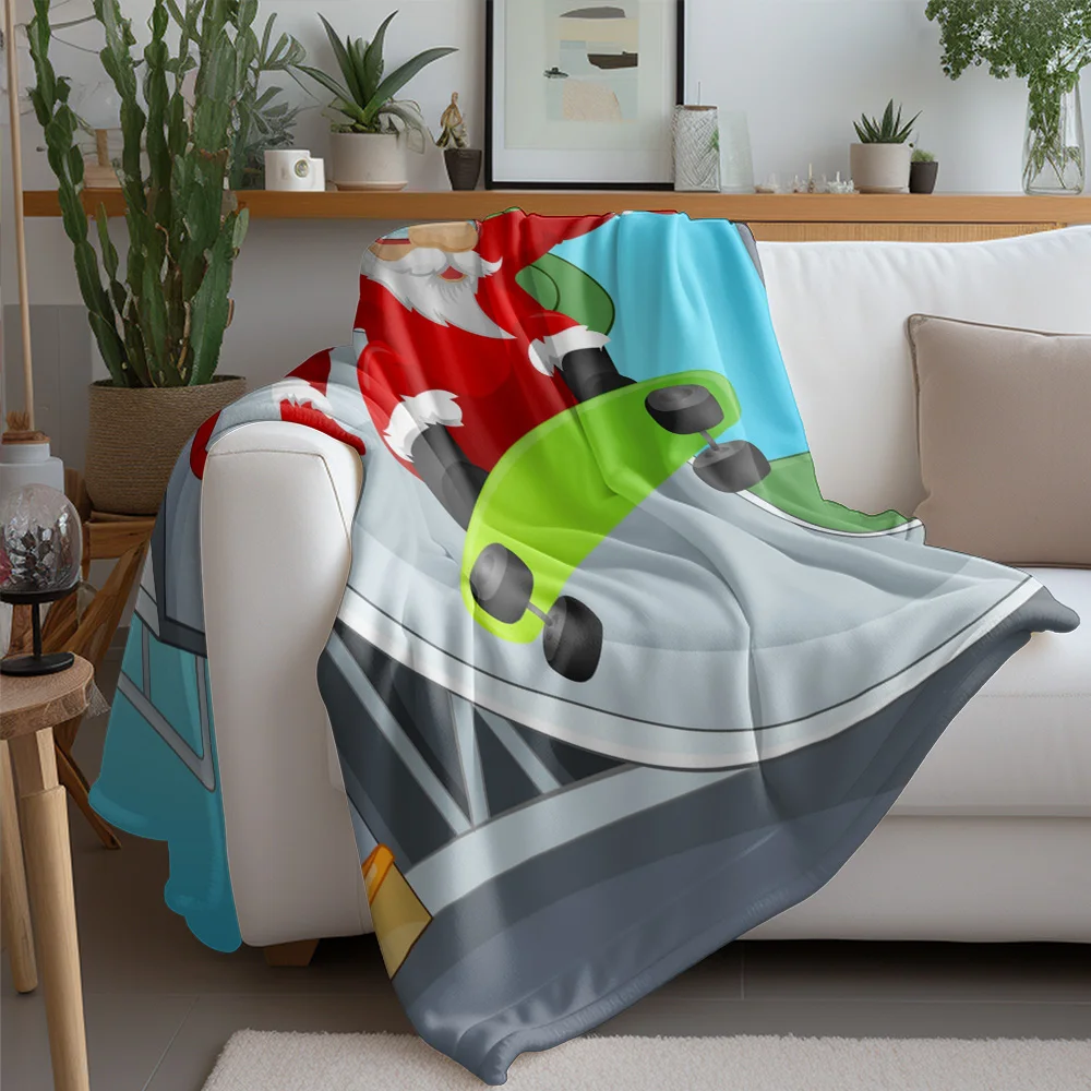 TU Santa Claus Skateboard Throw Blanket Funny Christmas Gifts Cozy Fleece Bedding Holiday Decor Unique Novelty Gifts Teen Room D