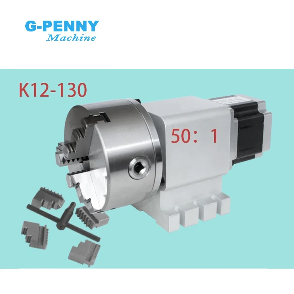 Customize Nema23 3/4Jaw 130mm CNC 4th Axis CNC Dividing Head/Rotation Axis/A Axis Kit & Tailstock for CNC Machine