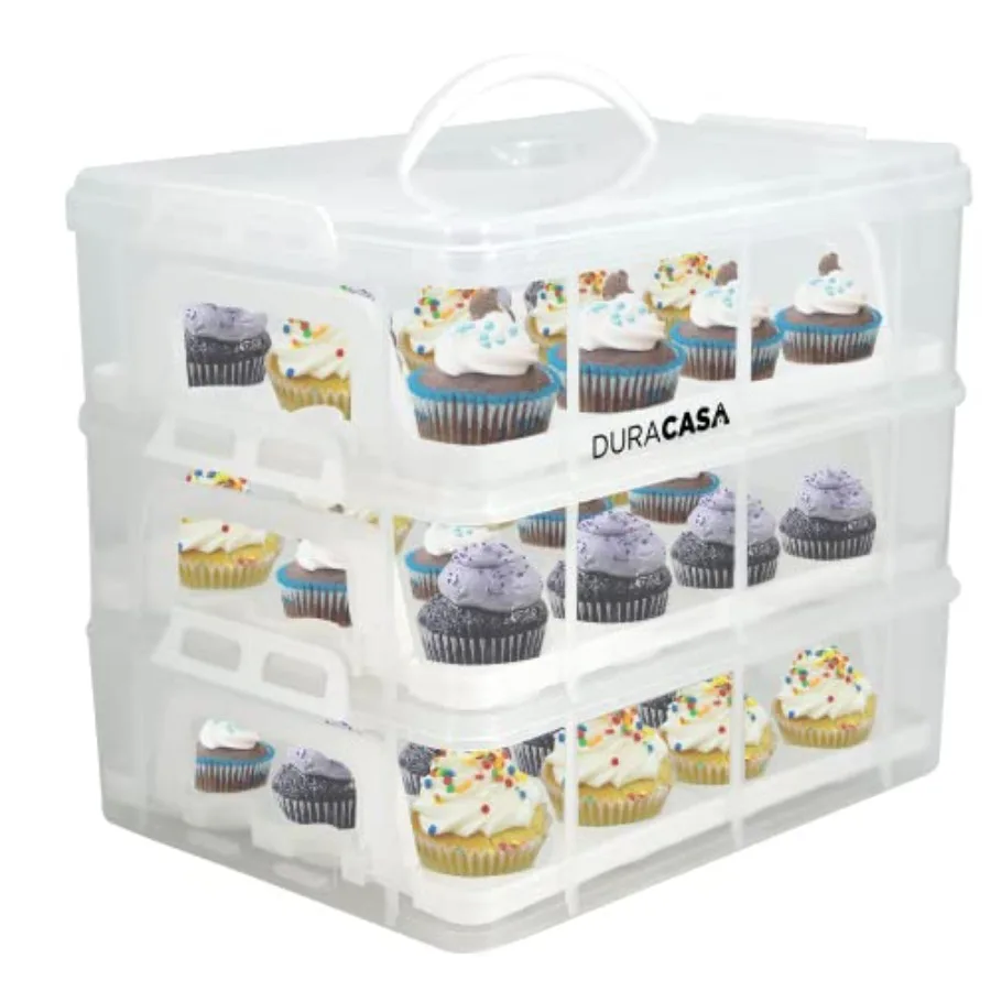 Cupcake Carrier Cupcake Holder Premium Upgraded Model Holds Cupcakes Steadier Store up to 36 Cupcakes or Muffins Stacking Cupca
