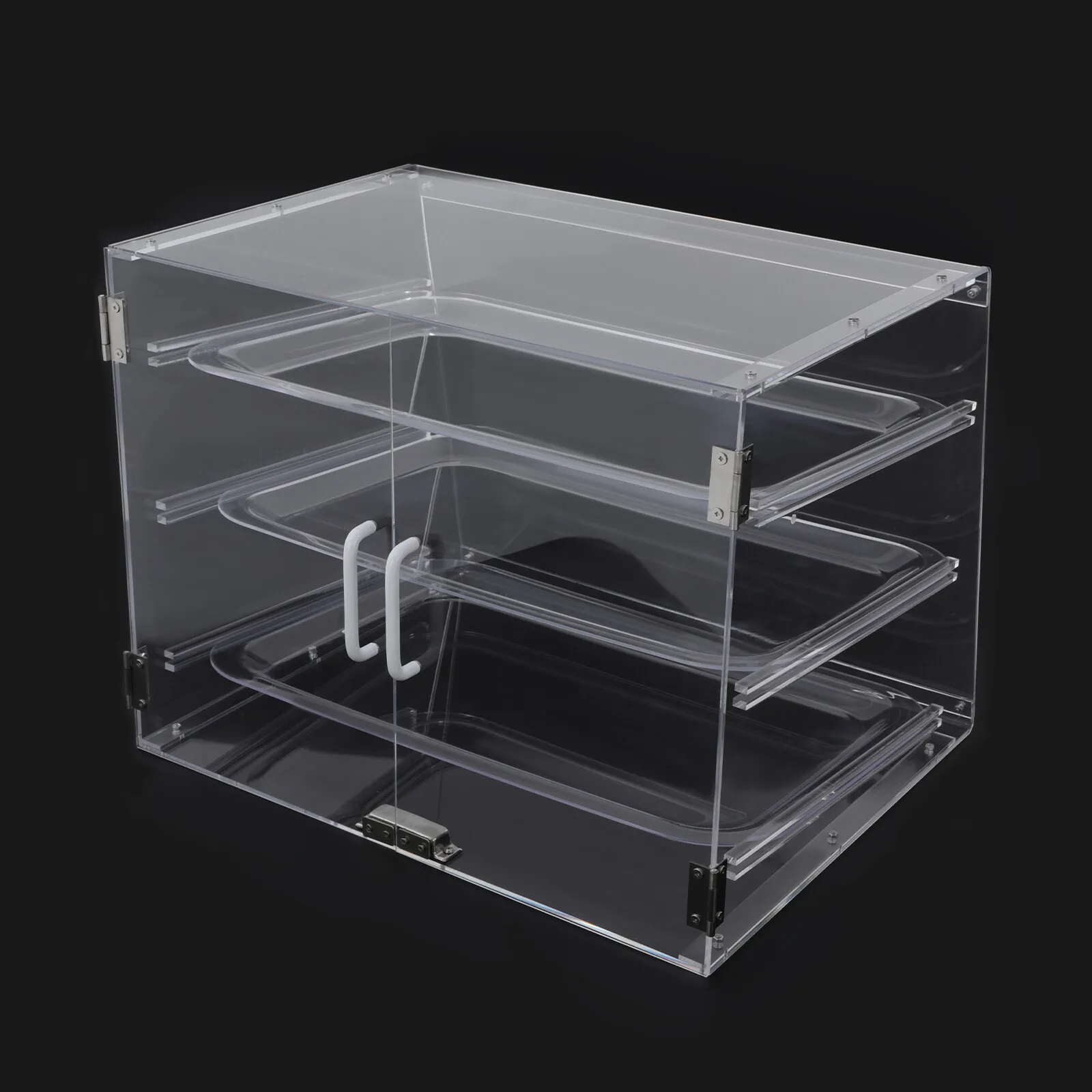 3-poziomowa przezroczysta witryna na ciasta, komercyjna witryna piekarnicza z zamkiem magnetycznym, akrylowa gablota na desery do piekarni