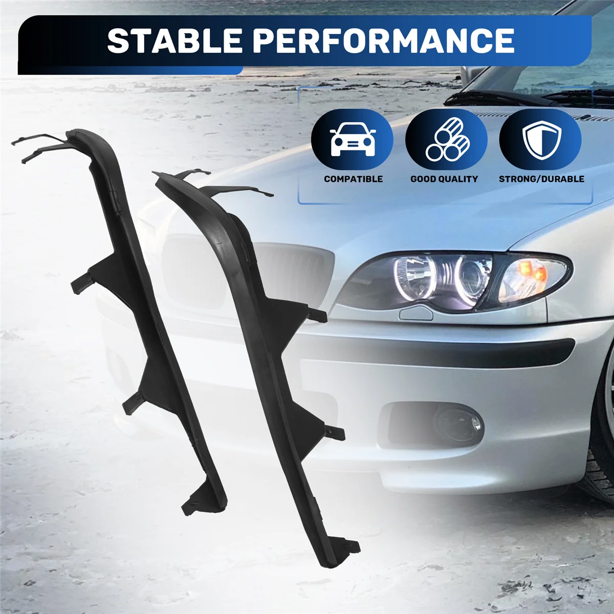 

#63I Automotive Parts & Accessories,Car Front Upper Headlight Cover for BMW E46 4 Door 325I 2002-2005,black