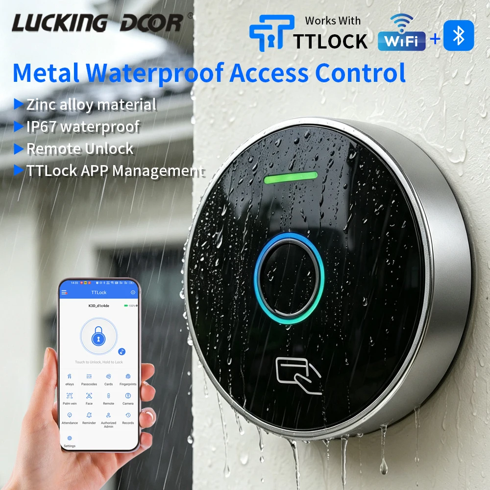 TTLOCK APP Fingerprint Access Control System, IP67 Waterproof Metal, Fingerprint/APP/Remote/RFID Card Unlock