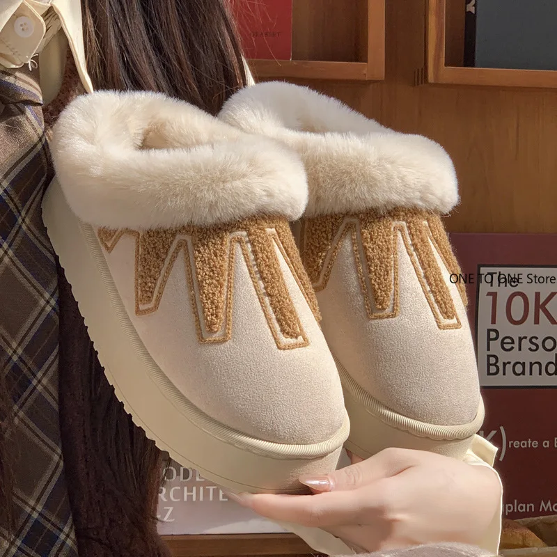 منصة جديدة زيادة النعال للنساء الخريف والشتاء الأزواج في المنزل الصوف الدافئة عدم الانزلاق الصوف نعال من القطن للرجال #1