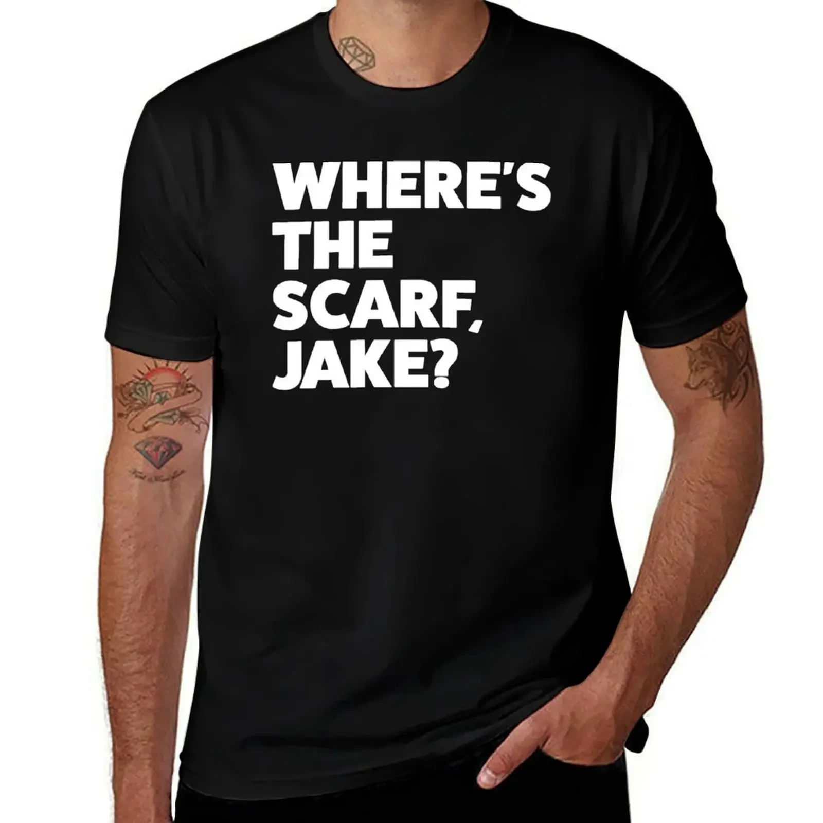 Where's the Scarf Jake T-Shirt funny shirt cotton oversized graphic tee graphic shirts mens graphic t-shirts