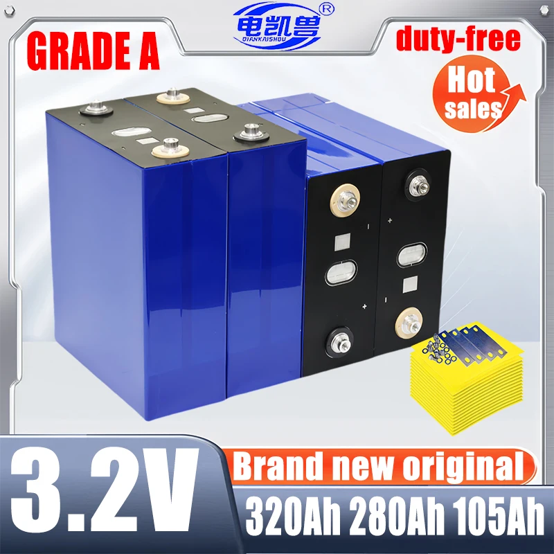 

DianKaishou 3.2v 320ah 150ah 280ah Lifepo4 Battery Lithium Iron Phosphate for Golf cart Travel Solar Campers batteries Duty-free