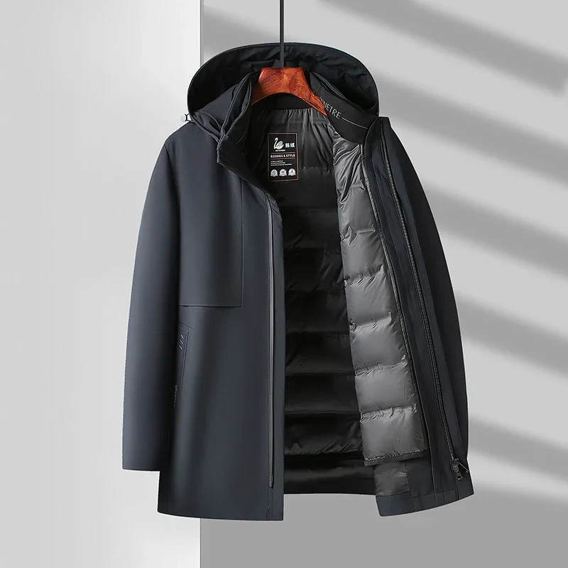 Men's Zipper Jacket with Detachable Inner  Autumn and Winter Men Liner Down Coat Casual Hooded Down Jacket for Male