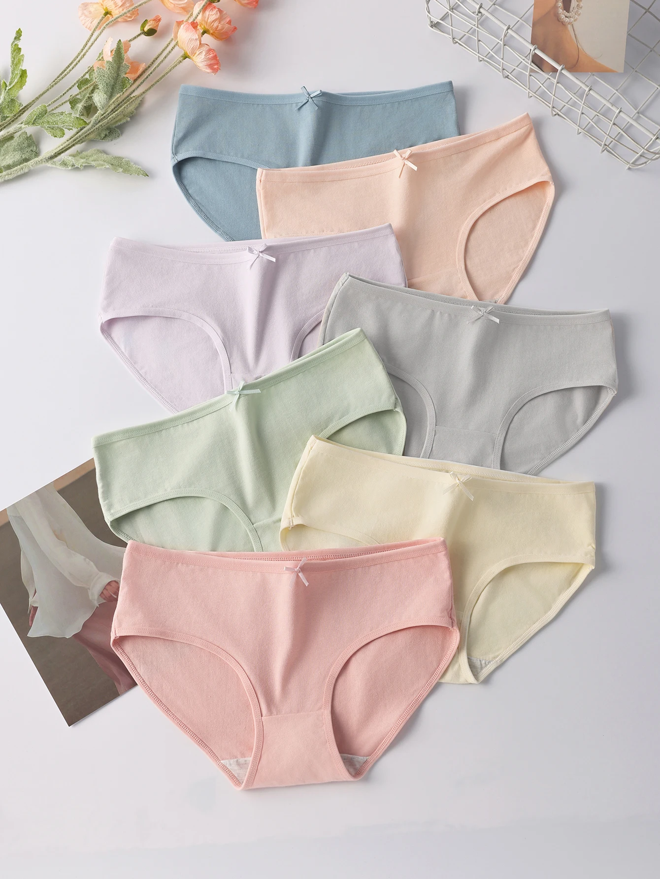 7Pcs 여름 소녀 새로운 여성 대형 속옷 순수 코튼 항균 포장 엉덩이 순수 코튼 가랑이 슬림 피트