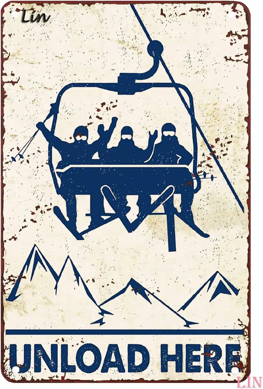 Ski Metal Tin Sign Vintage Ski Signs Retro Skiing Funny Unload Here Skiing Posters for Bedroom Metal Sign Vintage Home Decor Rus