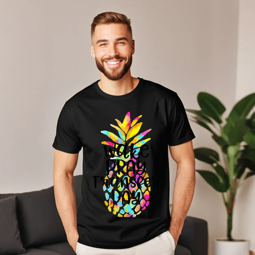 Pineapple Infertility Wake Pray Transfer Family Male T-shirts Crew Neck Short Sleeve Cotton Fabric Tops & Tees Gift Tees