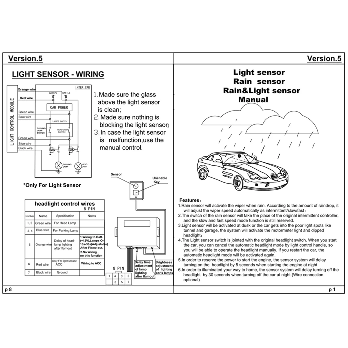 2 in 1 Auto Light Rain Sensor Universal Car Wiper Rain and Light Sensor