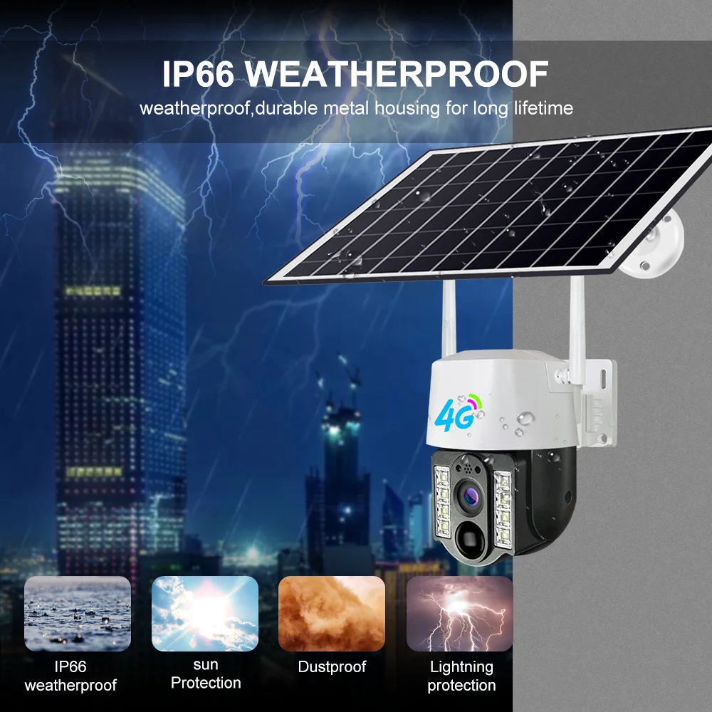 Imagem -04 - Câmera ip Solar sem Fio 4g Sim ao ar Livre hd Lente Dupla Bateria Embutida Câmera de Vigilância de Vídeo Proteção de Segurança Cctv Cam 8mp