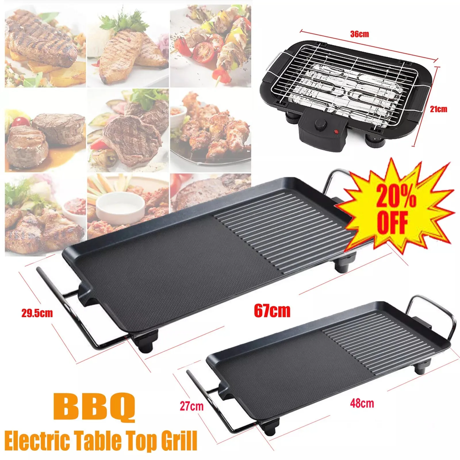 1500W Electric Teppanyaki Grill Plate Adjustable Temperature Electric Teppanyaki Grill Plate Suitable indoor outdoor barbecue