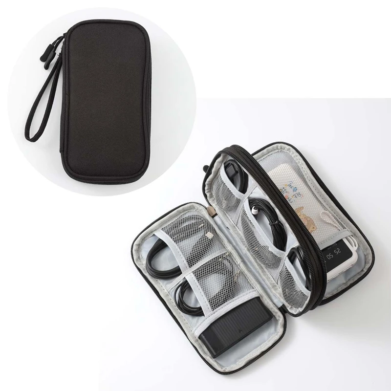 

1Pc NEW Travel Organizer Bag Cable Storage Organizers Pouch Carry Case Portable Waterproof Double Layers Storage Bags Cable Cord