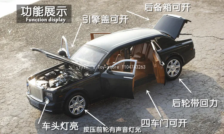 1:24 Rolls Royce Phantom Modello Giocattolo Auto In Lega Pressofuso Simulazione Suono Luce Tirare Indietro Collezione Giocattoli VeicoloPer I BambiniGifts30