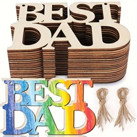 20Pcs Wooden BSETDAD Letter Ornaments to Paint DIY Blank Unfinished Wood Father's Gifts Ornament for Crafts Hanging Decorations