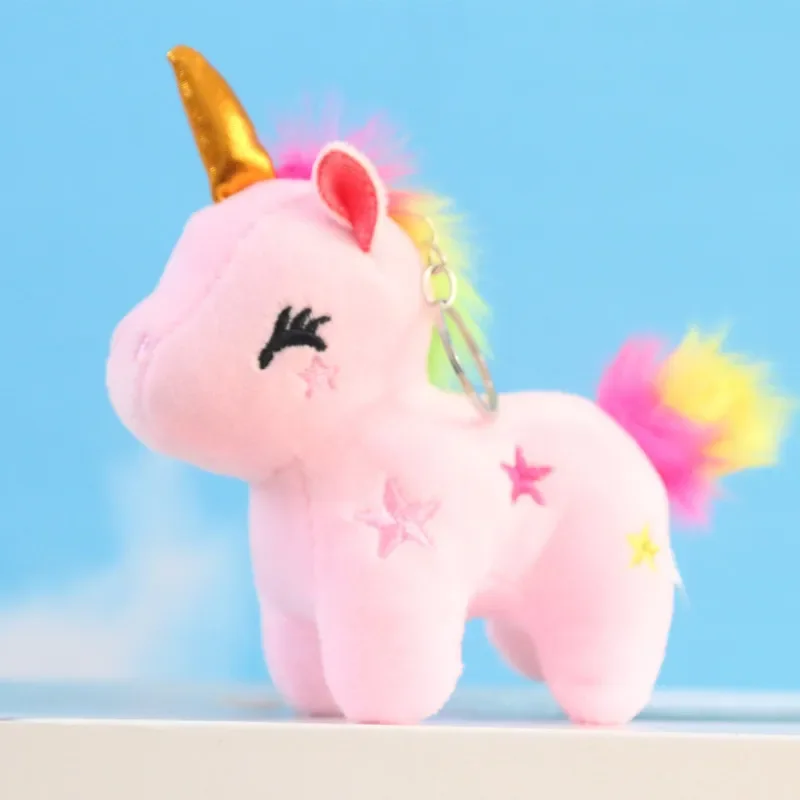 1Pc Unicorn Doll Keychains Soft Plush Stuffed Cartoon Cute Animal Rainbow Horse Toy Bag Pendant Key Ring For Children Girls Gift