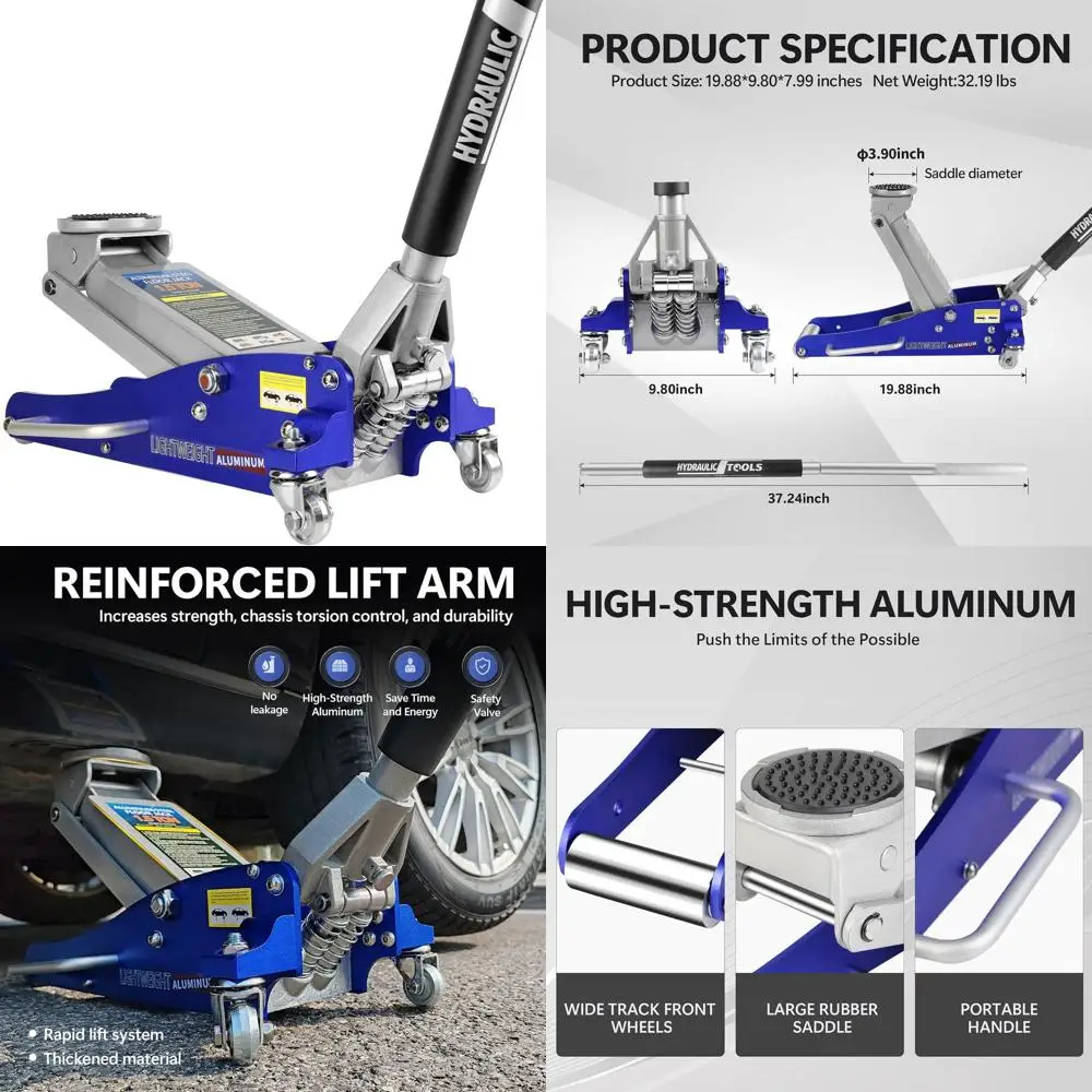 

Двухпоршневой гидравлический гоночный напольный домкрат с низкопрофильным дизайном и быстрым подъемным насосом, грузоподъемность 1,5 тонны, синий
