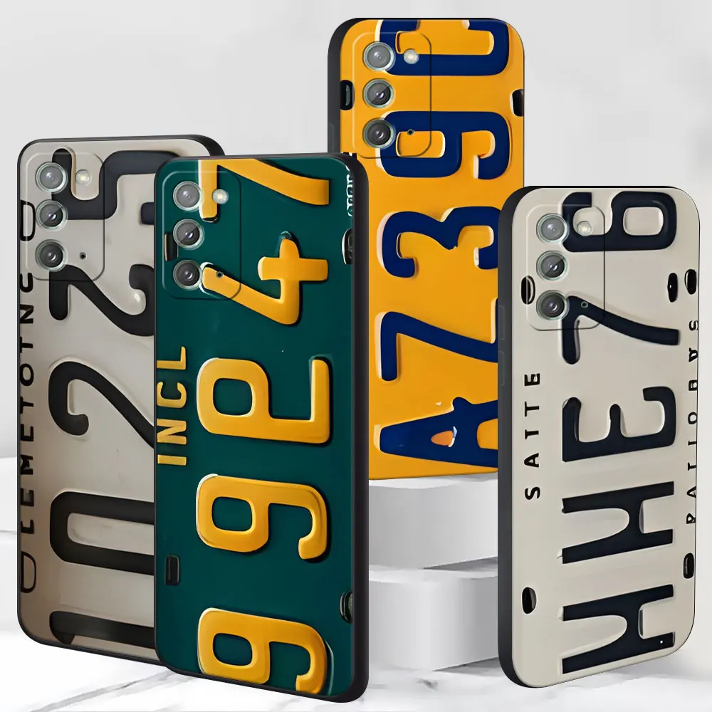 Retro License Plate Case for Samsung Galaxy Note 10 Plus 20 Ultra 5G 9 TPU Black Phone Cover M12 J6 Plus M02 M22 F12 Shell