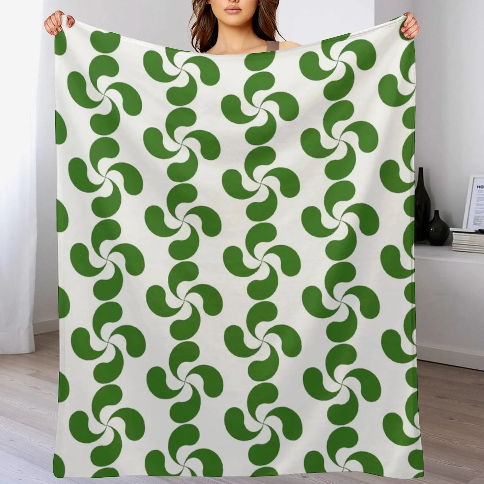 Green Basque Cross Lauburu Euskadi Throw Blanket Blankets For Bed Bed covers Blankets