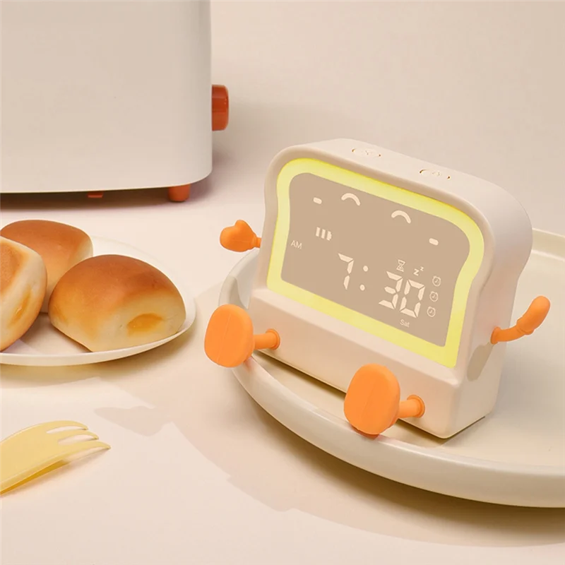 ABLK Auto-Off-Lampe Schlafzimmeruhr, Toast-Nachtlicht, digitale Weckuhr, Nachttisch-Nachtlampe, Count-Up/Down-Timer