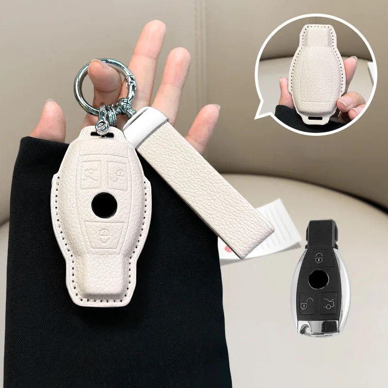 

Leather Car Remote Key Case Cover Shell For Mercedes Benz A B C E S Class W206 W204 W212 W213 W176 GLC CLA AMG W177 W223 S350