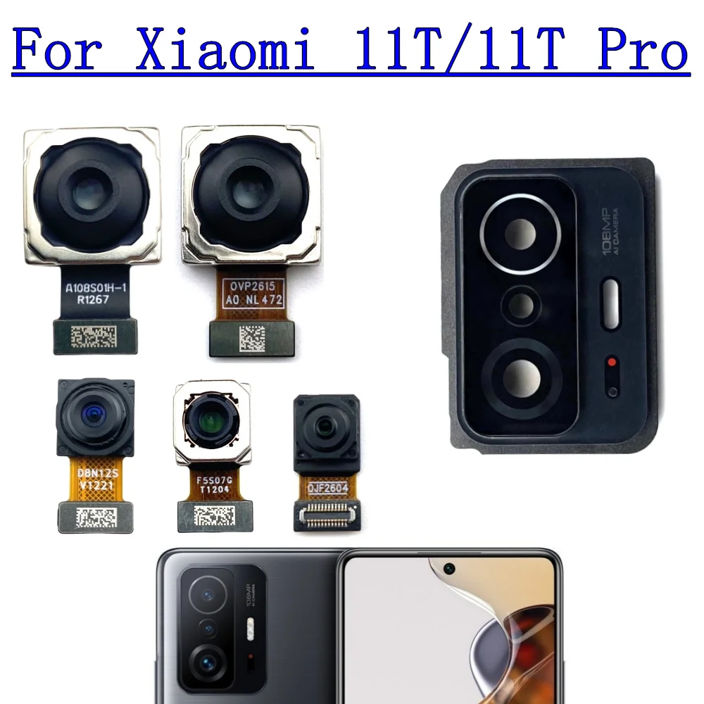 Przednia i tylna kamera do Xiaomi Mi 11T Pro Mi11T, przednia kamera do selfie, mała tylna kamera główna, taśma flex z ramką i szklanym obiektywem. — zdjęcie produktu 7