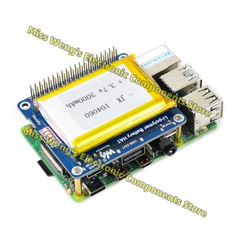 Module built-in protection circuit, portable power supply supports bidirectional fast charging Li-polymer Battery HAT