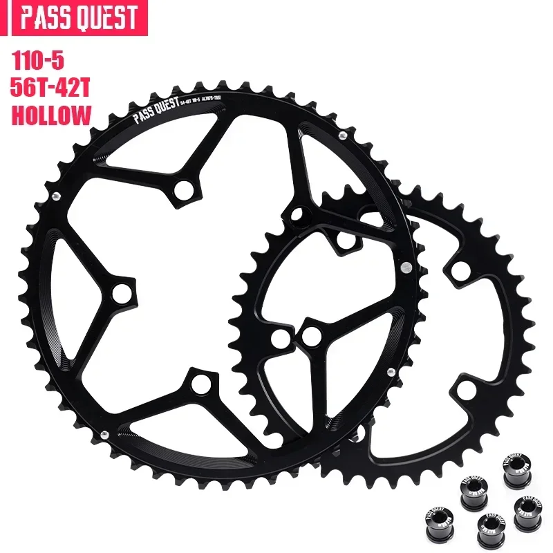 PASS QUEST Dubbel Kettingblad 110bcd 5 bouten 46/33 T 48/35 T 50/34 T 52/36 T 53/39 T 54/40 T Fiets Kettingwiel voor Shimano SRAM Crank