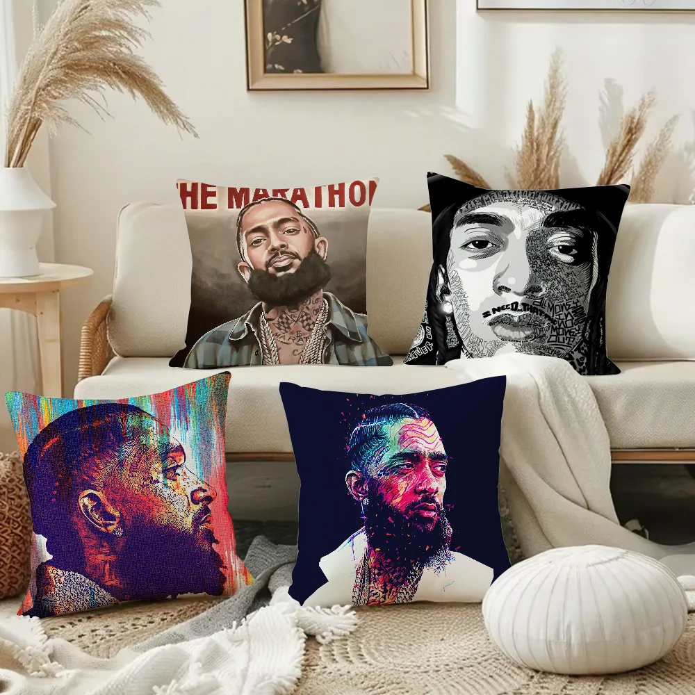 Rapper N-Nipsey H-Hussle Victory Lap Pillow Case Square Double-Sided Printing Short Plush Sofa Cushion Cover Bedside Pillow