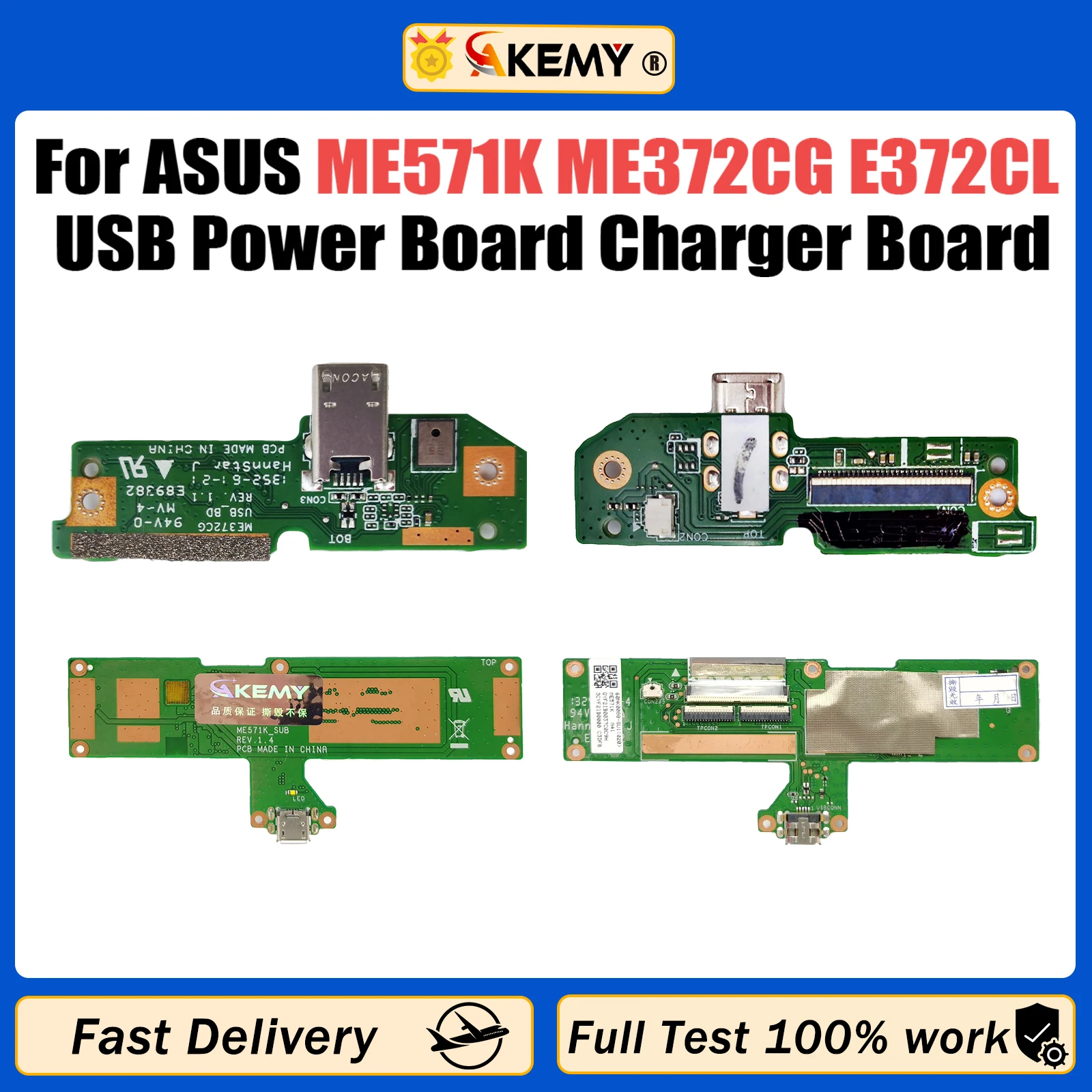 

For ASUS ME571K ME372CG E372CL Laptop USB Power Board Charger Board 14010-00330800 100% Tested Fast Ship