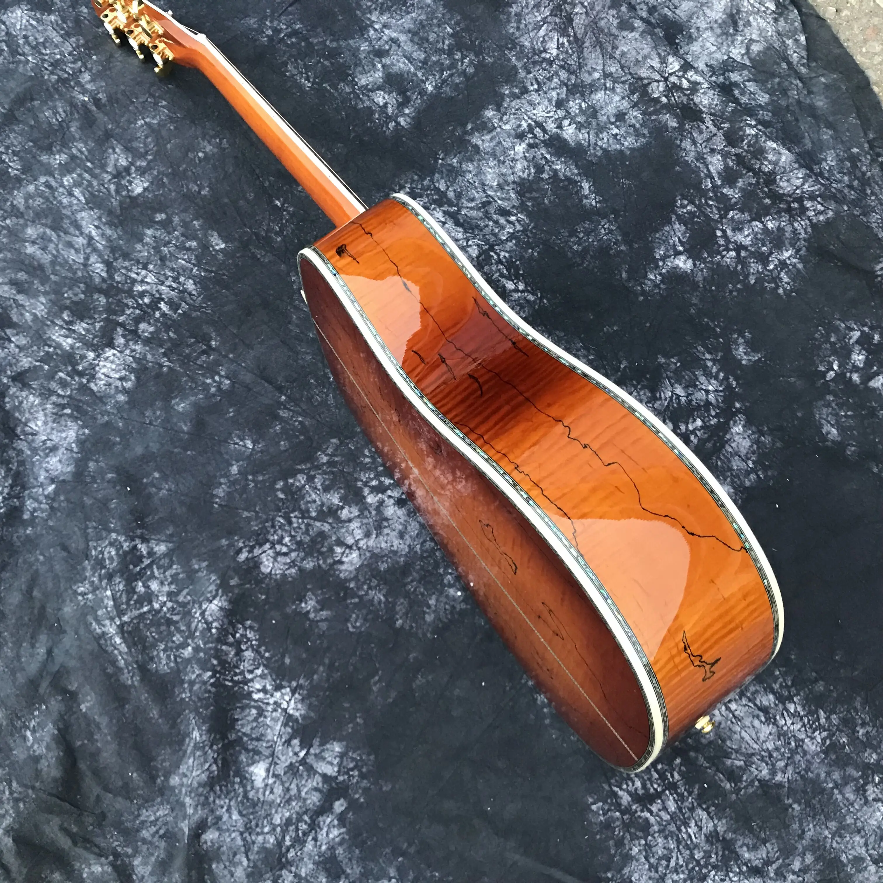Custom 41 Inches D Style Flame Maple Acoustic Guitar Abalone Inlays