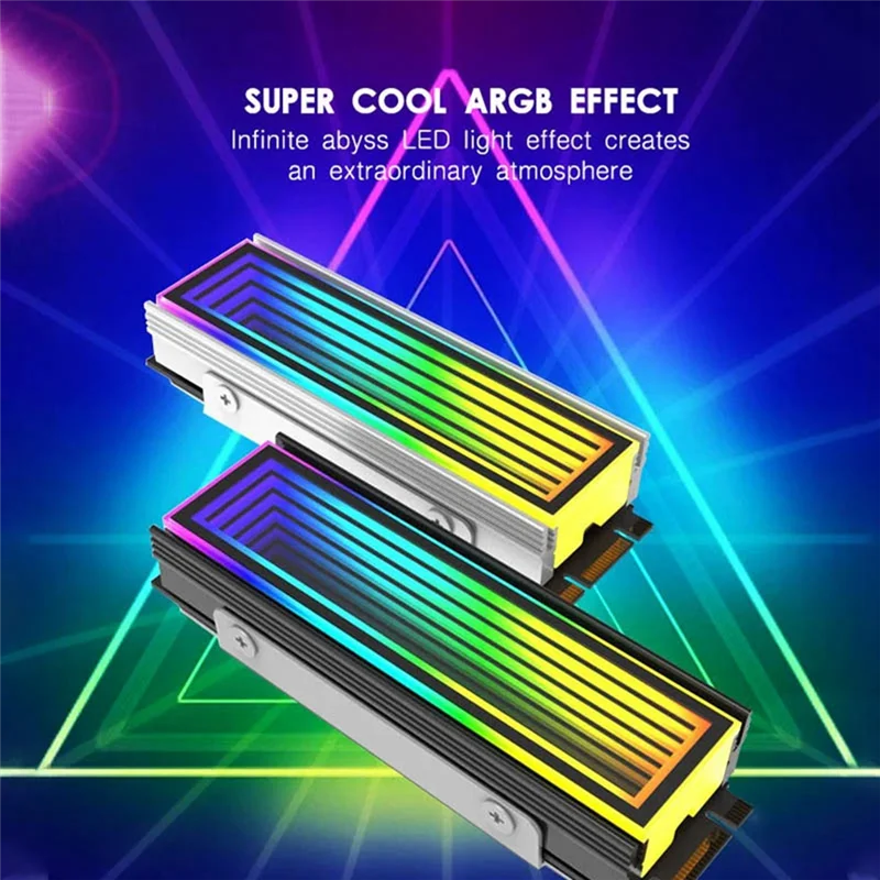 AC56-M.2 ARGB Radiator Komputer 2280 SSD M2 Radiator PC RGB M.2 Nvme Pendingin Heatsink Efek Endless Abyss