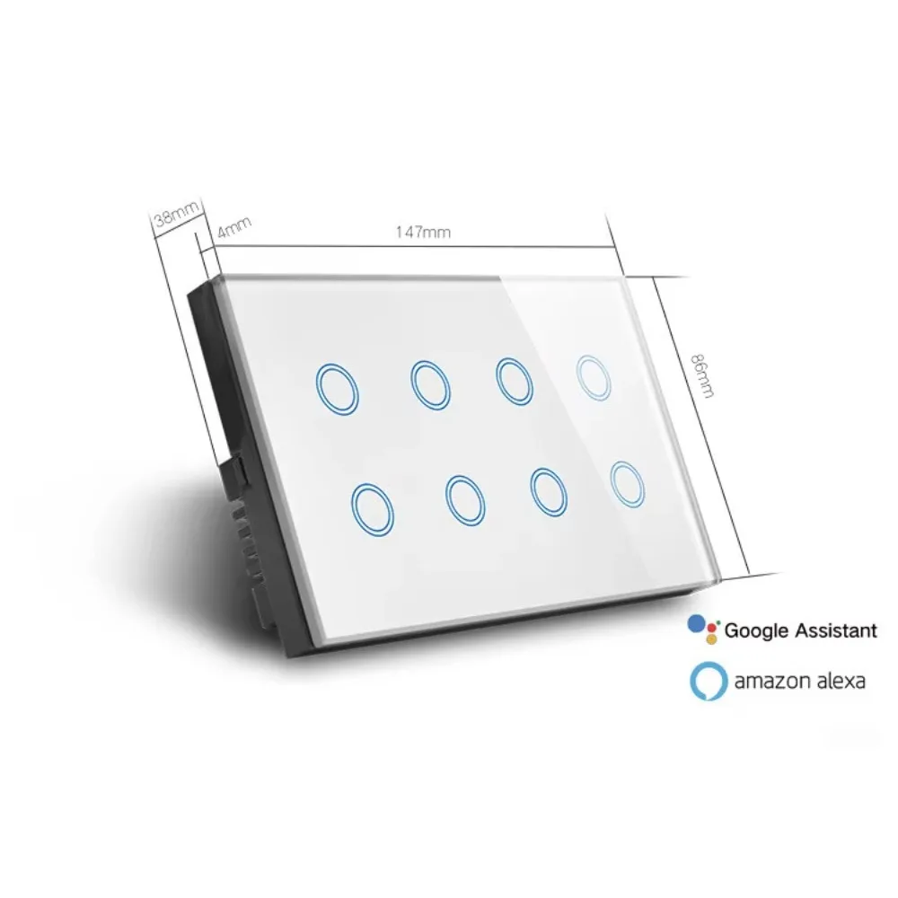 able to live Wifi smart switch light 8 groups on/off touch wall switch OEM Wifi power switch