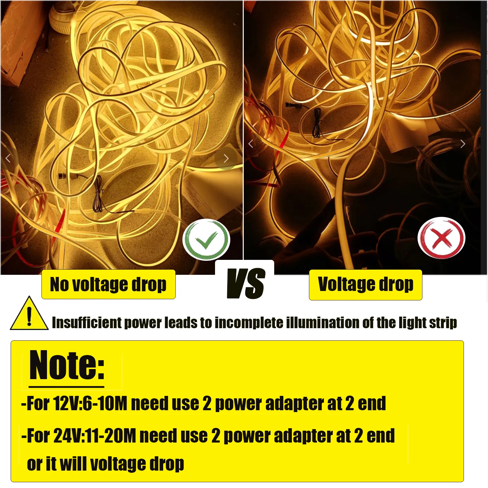 DC12V 24V COB Strip With 2PIN /DC Cable IP67 Waterproof Outdoor Home Decor Flexible Ribbon Rope LED Neon Light 3000K 4000K 6000K