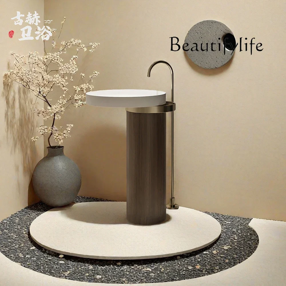 ZL Q Medieval retro style black marble floor-to-ceiling bed and breakfast club Wash hands and face column basin