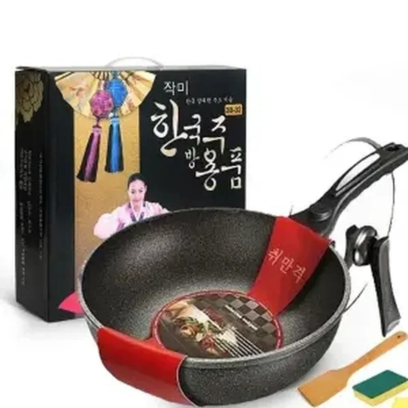 Maifan Stone Non-stick Pan Without Oily Fume Wok Induction Cooker Gas Universal Wok 30CM32CM Pot Cast Iron Cookware Cook Pan