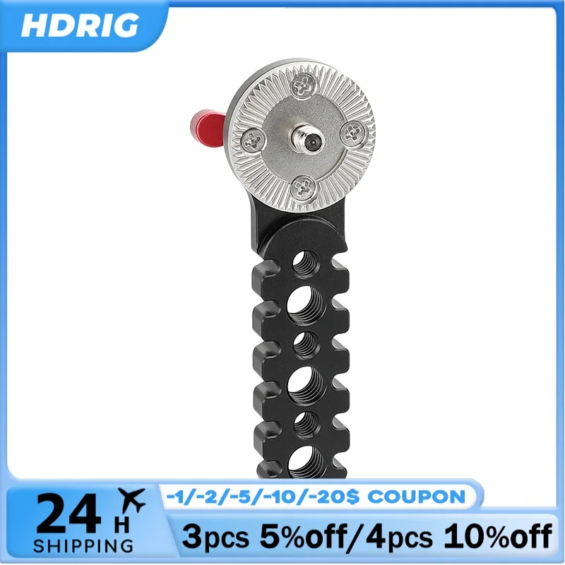 

HDRIG Universal Extension Arm Jagged Style With ARRI Rosette Mount M6 Thread Screw Black Knob For DSLR Camera Cage Rig