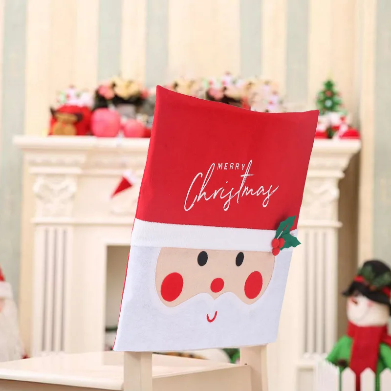 2026 Christmas Chair Back Cover with LED Light String Santa Claus Flashing Seat Cover Decorative Dining Chair Cover