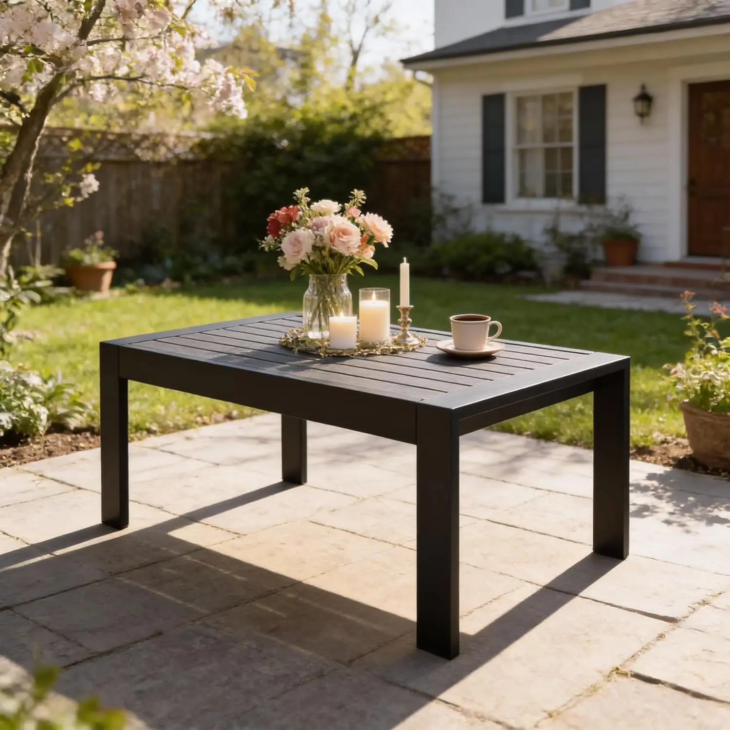 

All-Weather Aluminum Outdoor Coffee Table UV-Resistant Rectangle Balcony Garden 39"x20", Customized