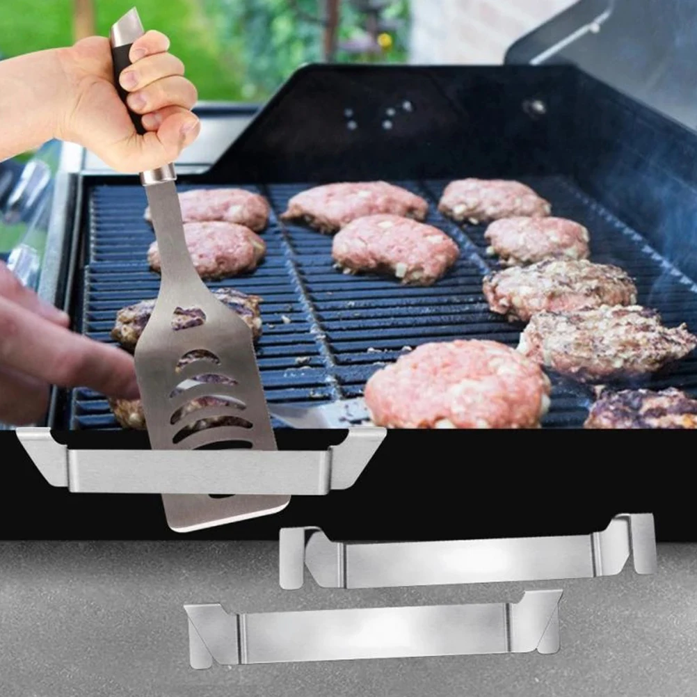 

2pcs Stainless Steel Griddle Spatula Holder Bbq Tool Rack Portable Heat Resistant Metal Spatula Stand For Camping Outdoor