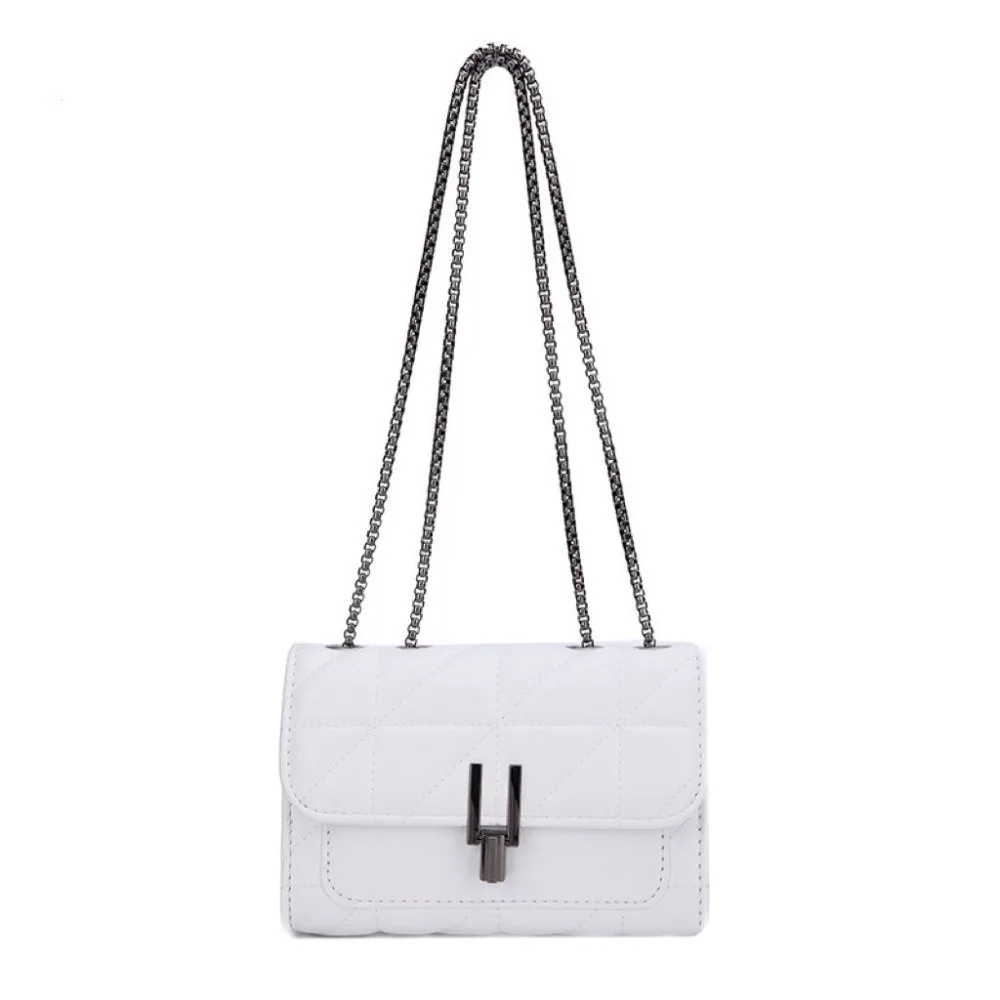 

Elegant Adjustable Chain Bag Versatile Solid Color Crossbody Bag Turn Lock Closure Shoulder Bag for Women's